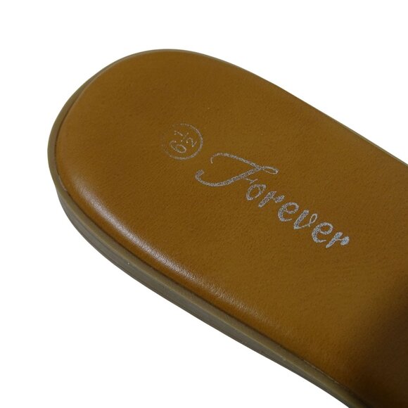 Forever Gold Open Toe Slip On Sandals Flats Women Size 7.5 Faux Leather Straps - Picture 4 of 5